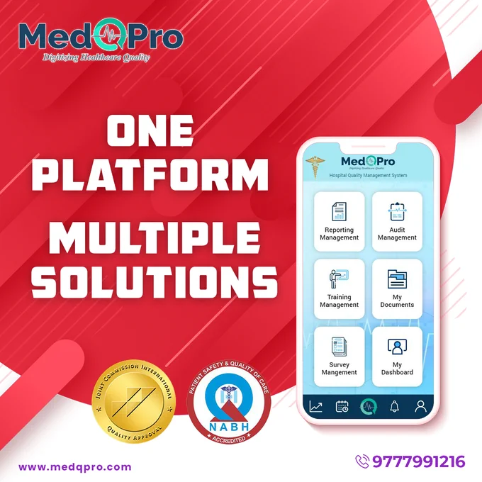 JCI and NABH-compliant quality management software "MedQPro", the platform that serves multiple solutions. 

Reach out to our team for a free demo @  91 9777991216 or visit us at www.medqpro.com

#patientsafety #nabh #MedQPro #nabhaccredited #qmssoftware #qualitymanagementsystem #hospitalsoftware #hospitalmanagement #qualitymanagement #healthcareconsultant