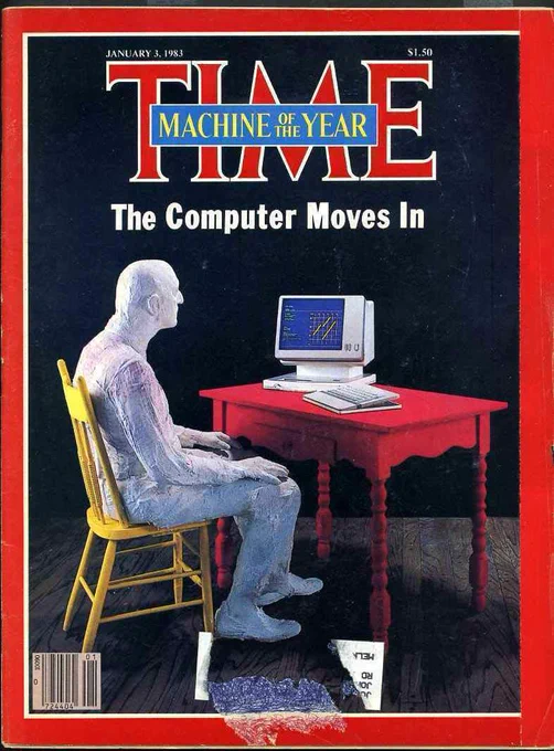 The cover of an issue of Time Magazine dated January 3, 1983. The text at the top reads "Machine of the Year: The Computer Moves In."