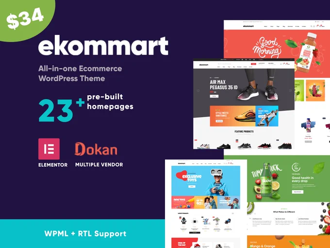 ekommart eCommerce WordPress theme sale