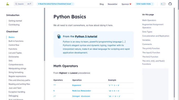 Python Cheat Sheet by pythoncheatsheet .org