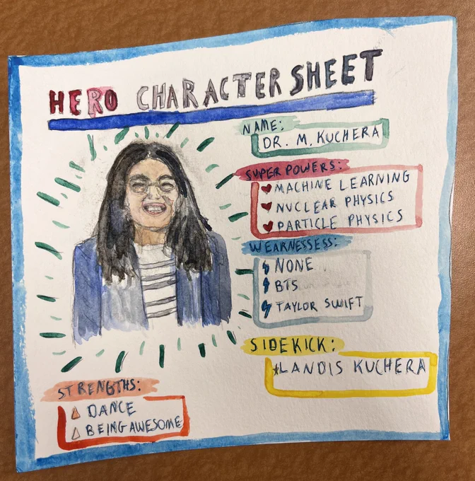 Hero Character Sheet for Michelle Kuchera. Includes dance, BTS, machine learning.