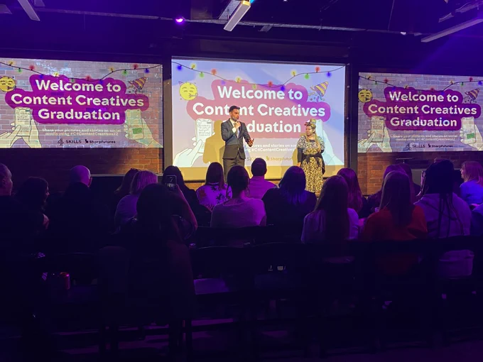 Asim and Morgan present the C4 Content Creatives Graduation event.