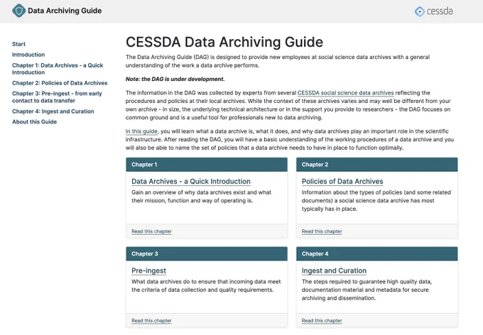 The CESSDA Data Archiving Guide (DAG)