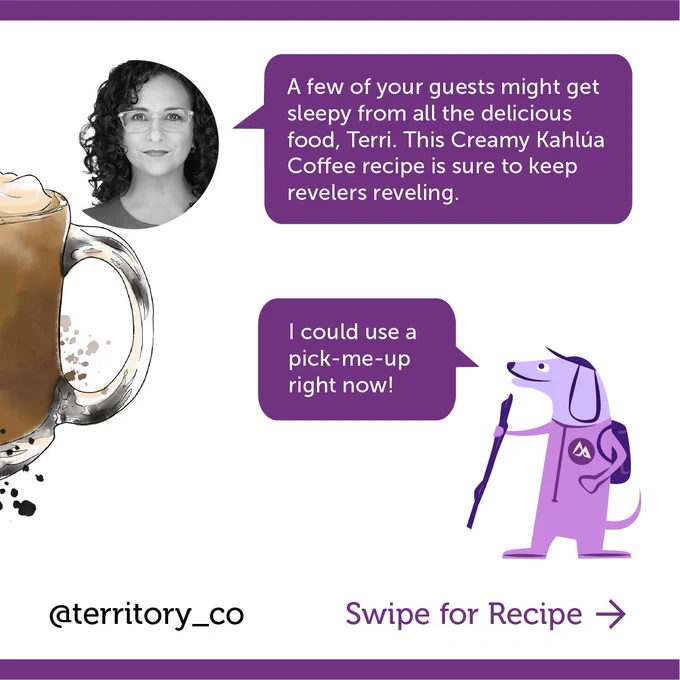 "A few of your guests might get sleepy from all the delicious food, Terri. This creamy Kahlua Coffee recipe is sure to keep revelers reveling." -Carmelle "I could use a pick-me-up right now!"-Terri