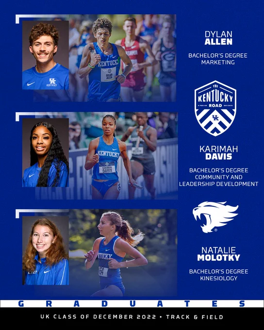 UK Graduation: Dylan Allen Bachelor's Degree in Marketing. Karimah Davis Bachelor's Degree in Community and Leadership Development. Natalie Molotky Bachelor's Degree in Kinesiology.