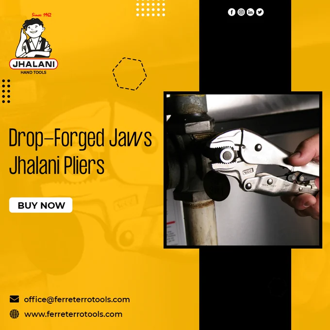 This plier is recommended for use in Tightening, clamping, twisting and turning bolts and pipes. Drop-forged jaws are sturdy and strong thus making it considerable for long term use.   

Vice Grip drop Forged Jaws Jhalani pliers are an essential workman tool.  