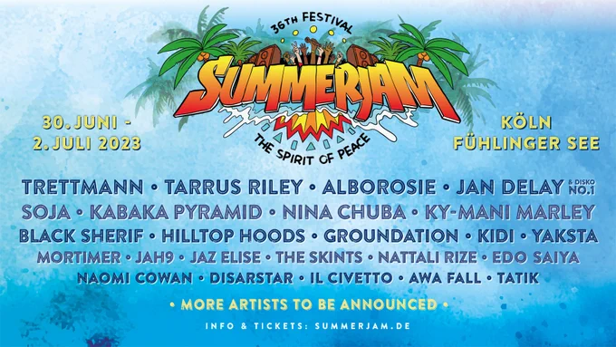 Summerjam Festival 2023 - The Sprit of Peace: 30. Juni - 2. Juli 2023, Köln-Fühlinger See
