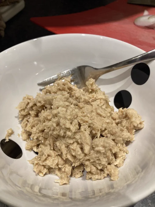 tuna in a bowl.