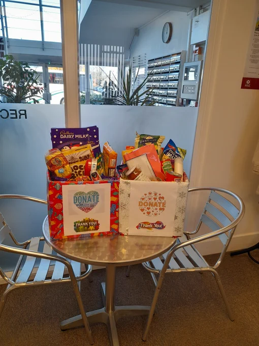 Donations by Crawley Business Centre clients for families.