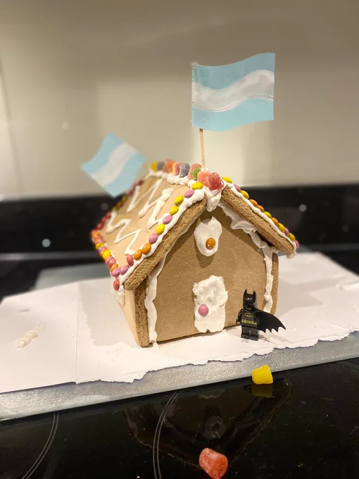 An argentinian and batman inspired gingerbread house