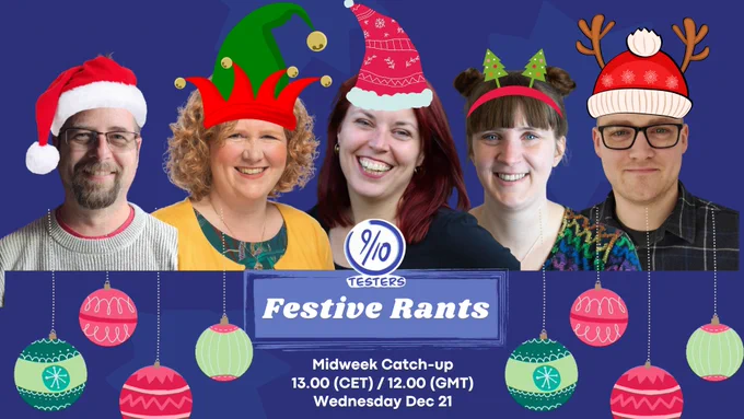9 out of 10 testers flyer but we all have little Santa hats and Christmas shit photoshopped on