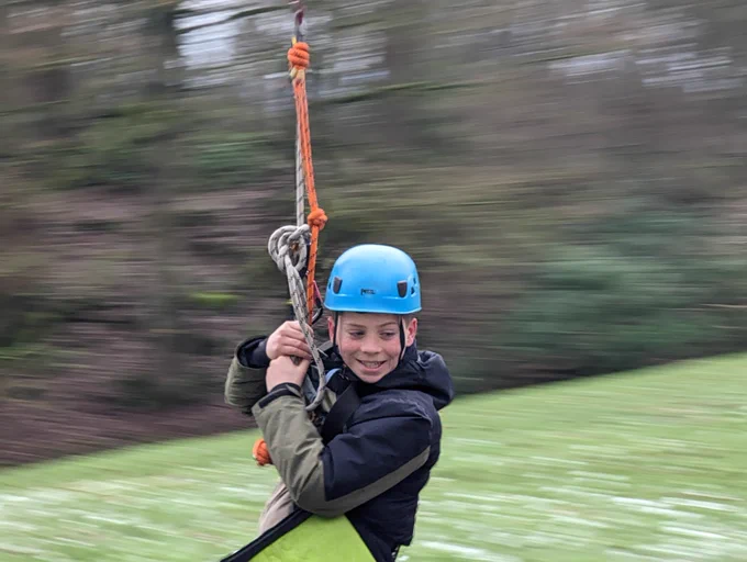 A Scout on the zip wire