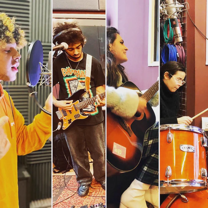 Artists in the studio at Hightown Studios with SoCo Music Project. Supported by Tour De Moon