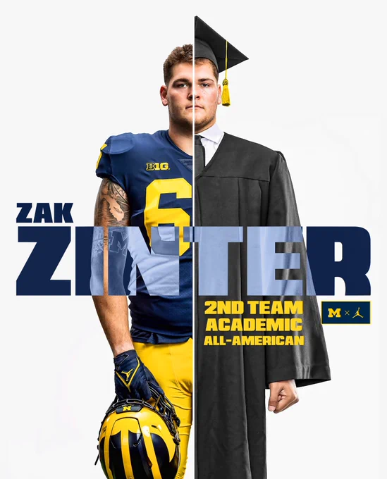 Zak Zinter is a 2nd Team Academic All-American