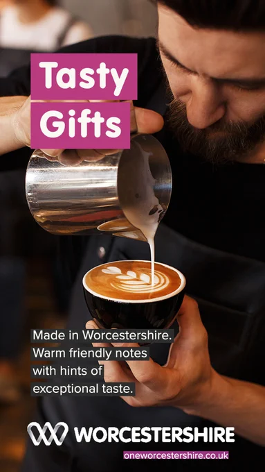 Tasty Gifts in Worcestershire. Man making gorgeous coffee. Made in Worcestershire. Warm friendly notes with hints of exceptional taste. This is Worcestershire.