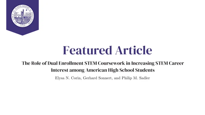 In their feature article, Dr. Corin, Dr. Sonnert, & Dr. Sadler investigated changes in students’ reported interest in STEM careers after taking a dual enrollment STEM course: 