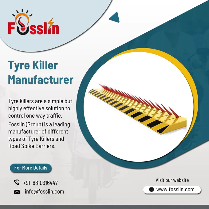 Fosslin (Group) is a leading manufacturer of different types of Tyre Killers and Road Spike Barriers. Tyre killers are used to stop the traffic coming from the wrong direction. Tyre killer can be easily installed anywhere. We use high quality material to make the Tyre Killer.
