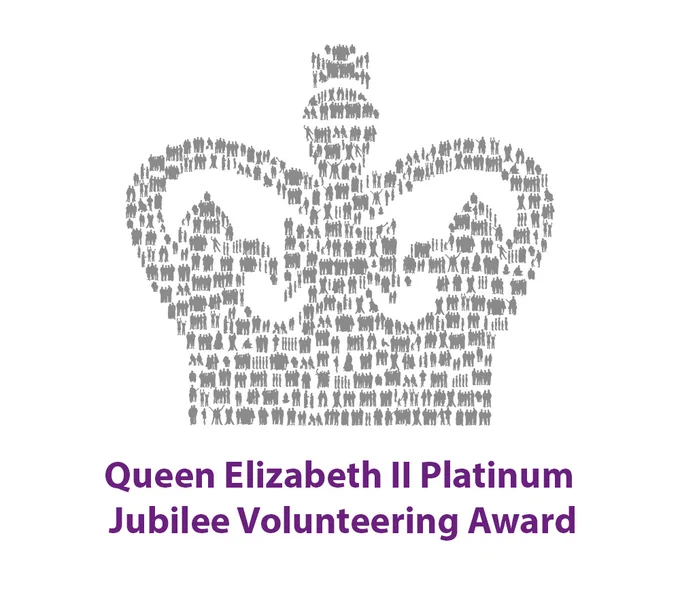 An image of The Crown with text reading:
Queen Elizabeth II Platinum Jubilee Volunteering Award