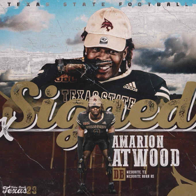 Amarion Atwood signs with Texas State football for the 2023 signing class