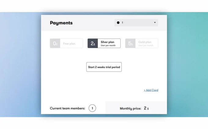 You can start a Trial on Silver plan by going to the Payments section. Choose Silver plan. Click Start 2 weeks trial period.