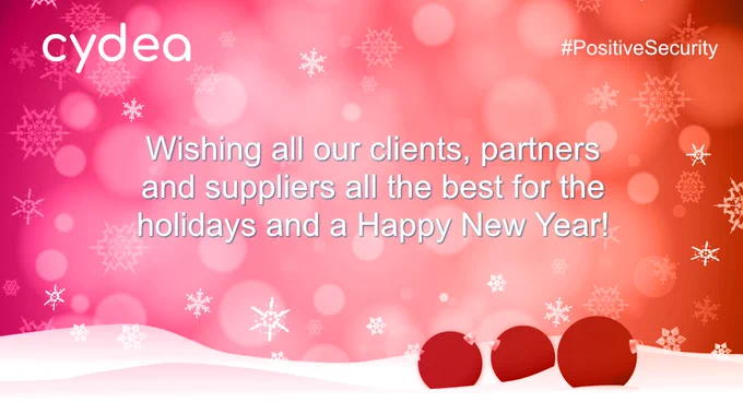 Image with message from Cydea  Wishing all our clients, partners and suppliers all the best for the holidays and a Happy New Year