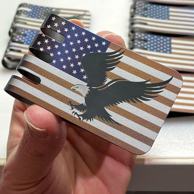 Eagle and Flag VIPER Titanium Money Clip https://www.superiortitanium.com/Viper-Titanium-Money-Clip.html?variation1=NEW!!! AMERICAN FLAG WITH EAGLE#panel-product-addtocart