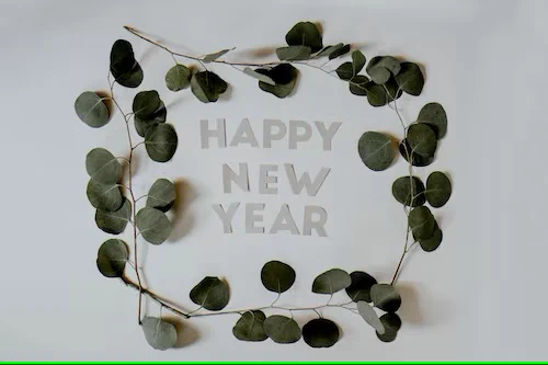 New Year wishes with foliage