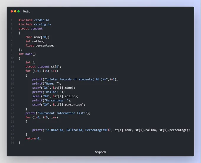#Day36 #100DaysOfCode 
Project : Student Record
Language : C
#programming  #daily #programmer #cpplanguage #clanguage  #DataScience #appdevelopment #tech #girlscript #googledevs #CPP #c #DevOps  #challenge #gamedevelopment #gamedevs