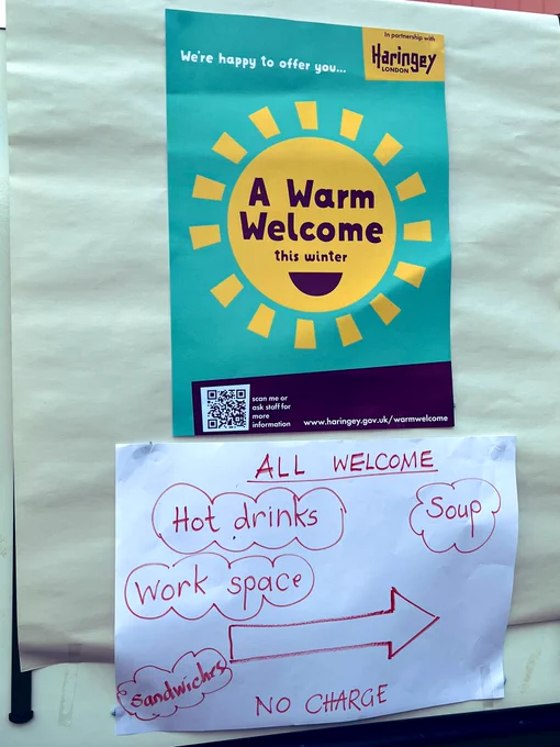 Poster for Haringey Warm Welcome initiative