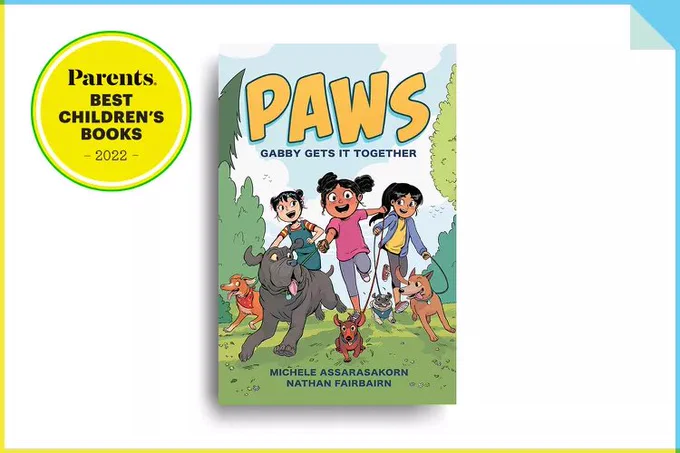 Cover for the graphic novel PAWS, featured on Parents Best Children’s Books of 2022.