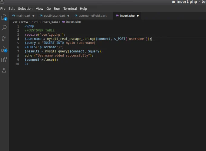 Screenshot of PHP code showing how to send data from your device to a remote server DATABASE