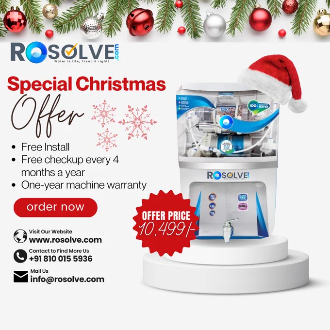 Jingle Bell 🔔  Jingle Bell 🔔
Wishing everyone Merry Christmas !!

We have brought exciting offer on Water Purifier range. Call us to book your water purifier and drink pure copper rich water.

RO UV MTDS as low as 10,499/-

1. Free install.
2. Service every 4 month free for a year.
3. One year machine warranty.

Check post for offer and call/ WhatsApp  91 81001 55936
We follow  COVID Protocols.

#merrychristmas #merrychristmas2022 #merryxmas #waterpurifier #healthylifestyle #kolkata #local #localbusiness #COVID19 #covid #staysafe
