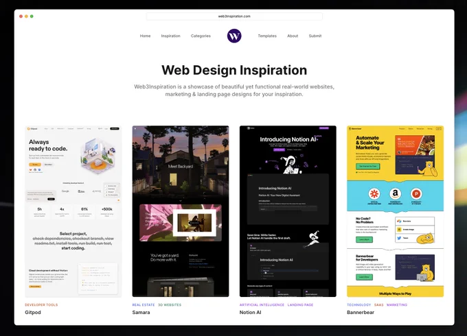 Screenshot of web3inspiration.com