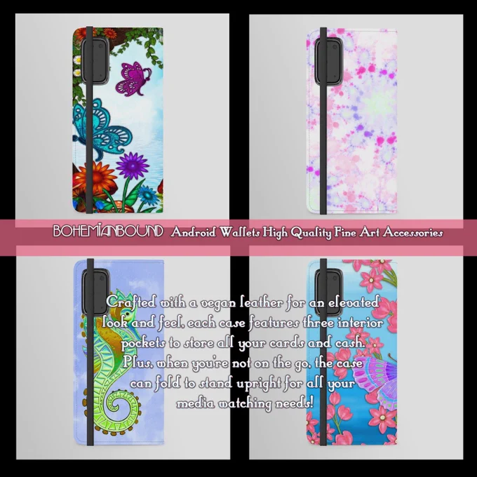 Bohemian Bound Android Phone Wallets with LOTS of Features. Direct, Print on DEMAND, from Society6! @society6 https://society6.com/bohemianbound/android-wallet-cases High Quality, Vegan Leather and Much More #android #androidaccessories #phonewallets #mobilewallets #mobileaccessories