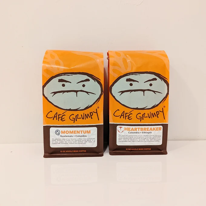 two bags of Cafe Grumpy coffee beans