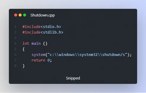 #Day43 #100DaysOfCode 

program to direct shutdown using c   

#programming  #daily #programmer #cpplanguage #clanguage  #DataScience #appdevelopment #tech #girlscript #googledevs #CPP #c #DevOps  #challenge #gamedevelopment #gamedevs