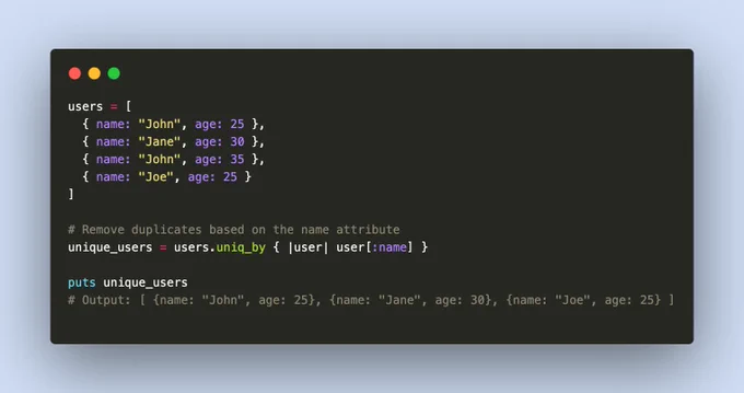 Ruby on Rails uniq_by method being used to remove duplicates from an array based on a specific attribute