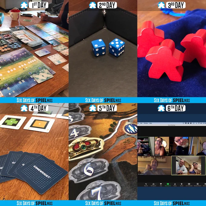 Six days described with game pieces and screenshots based on the poem.