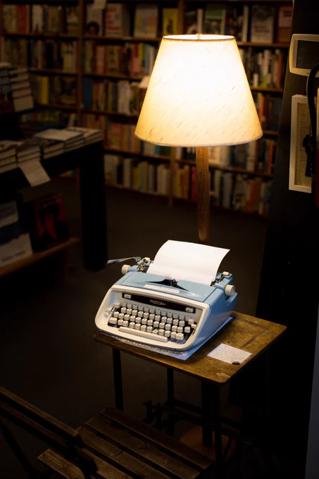 Our typewriter illuminated with a note that reads: "your life is a story
write the best story you can 
turn the pages slow"

We're closing today at 6pm, and we're closed tomorrow for New Year's. Wishing you a safe and content next chapter in 2023.