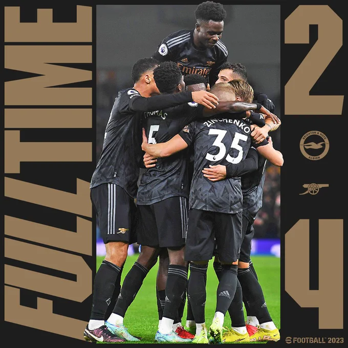 Full time around our players celebrating!

Brighton 2-4 Arsenal