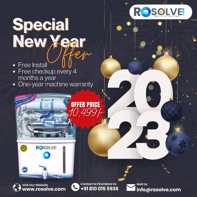 Happy New Year !! 🎇
A special offer awaits you! Take a pledge to drink clean water. 
Check post for more details or visit www.rosolve.com
We are also reachable over call & WhatsApp on  91 81001 55936
Rosolve a complete home appliances sales and service provider.
#rosolve #newyear #newyear2023 #waterpurifier #cleaningservice #cleanwater #ROWaterPurifier #UV #kolkata #healthylifestyle #health #newyearresolution