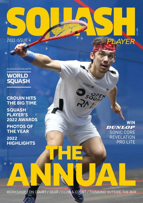 The front cover of the latest Squash Player magazine. France No.1 Victor Crouin is featured on the cover.