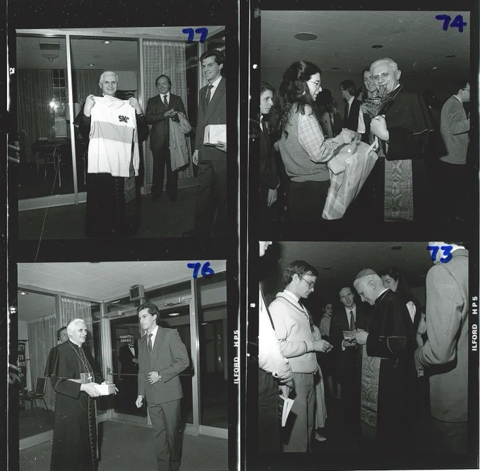 Cardinal Ratzinger visited the University of St. Michael's College in 1986. Photos by  Louis Ferrin.