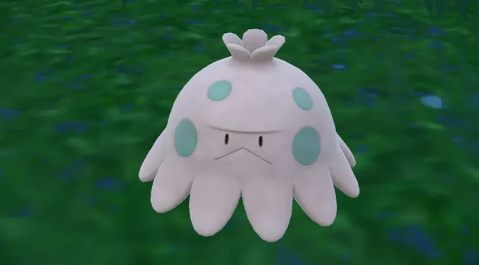 Shroomish from Pokemon Scarlet/Violet with the iconic grumpy af face.