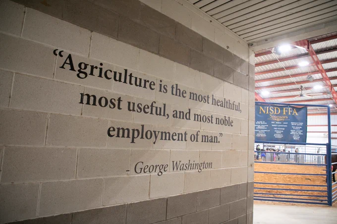 A quote on the wall about agriculture. 