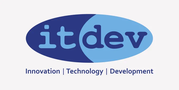 ITDev Logo. Pill will IT Dev inside then underneath the text Innovation | Technology | Development