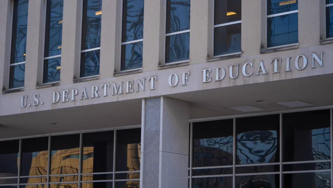 Entrance to the U.S. Department of Education building. 