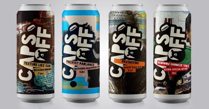 Photo of cans of Caps Off Brewery’s beers