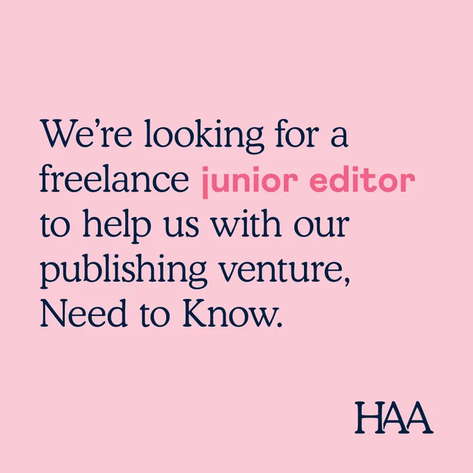 We're looking for a freelance junior editor to help us with our publishing venture, Need to Know. 