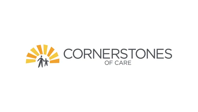 Cornerstones of Care logo featuring two silhouettes under an orange and yellow arch